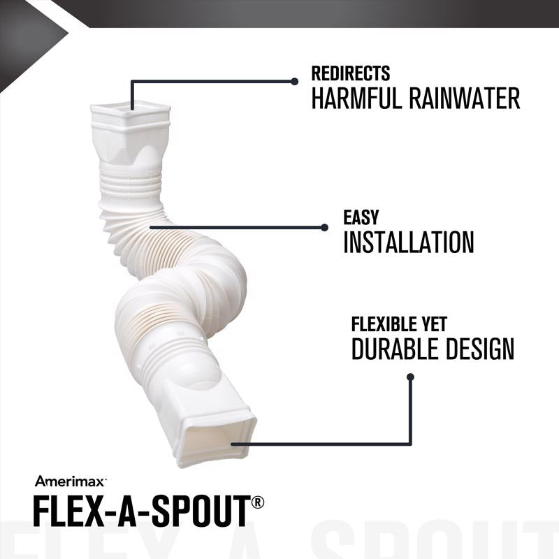 Amerimax Flex-A-Spout 4.5 in. H X 4.5 in. W X 55 in. L White Vinyl Downspout Extension