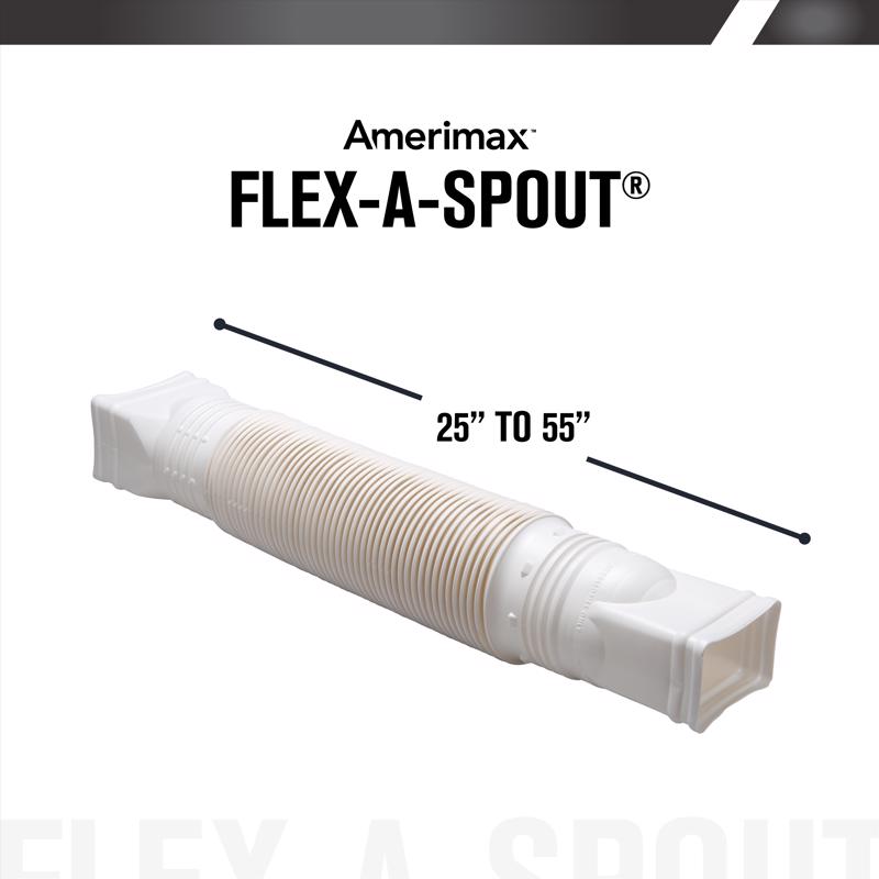 Amerimax Flex-A-Spout 4.5 in. H X 4.5 in. W X 55 in. L White Vinyl Downspout Extension