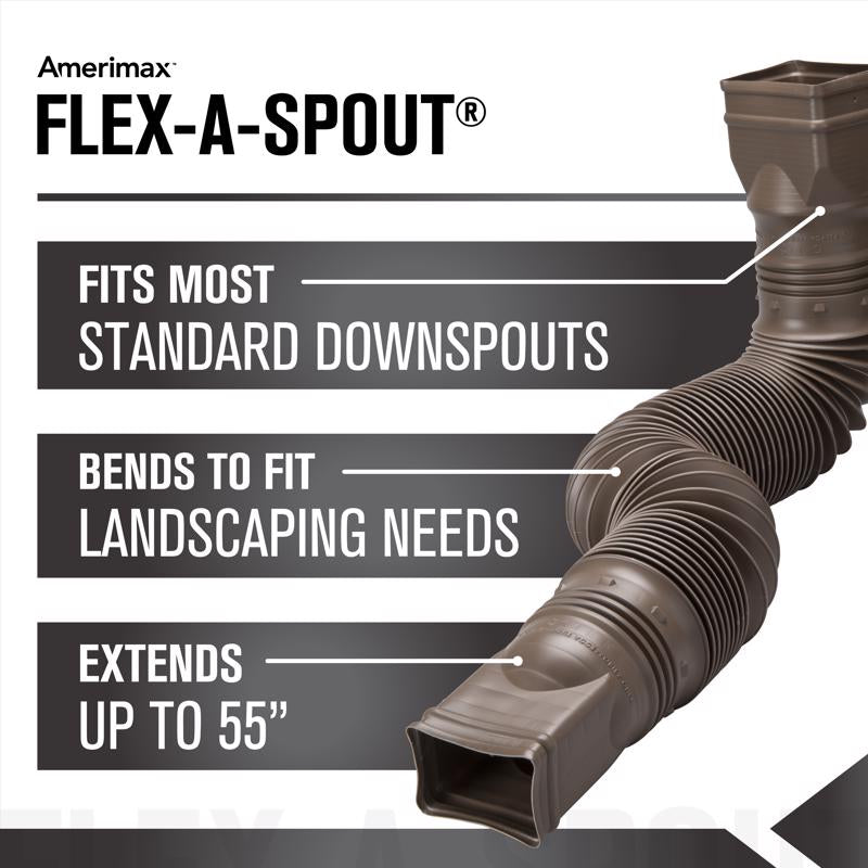 Amerimax Flex-A-Spout 4.5 in. H X 4.5 in. W X 55 in. L Brown Vinyl Downspout Extension