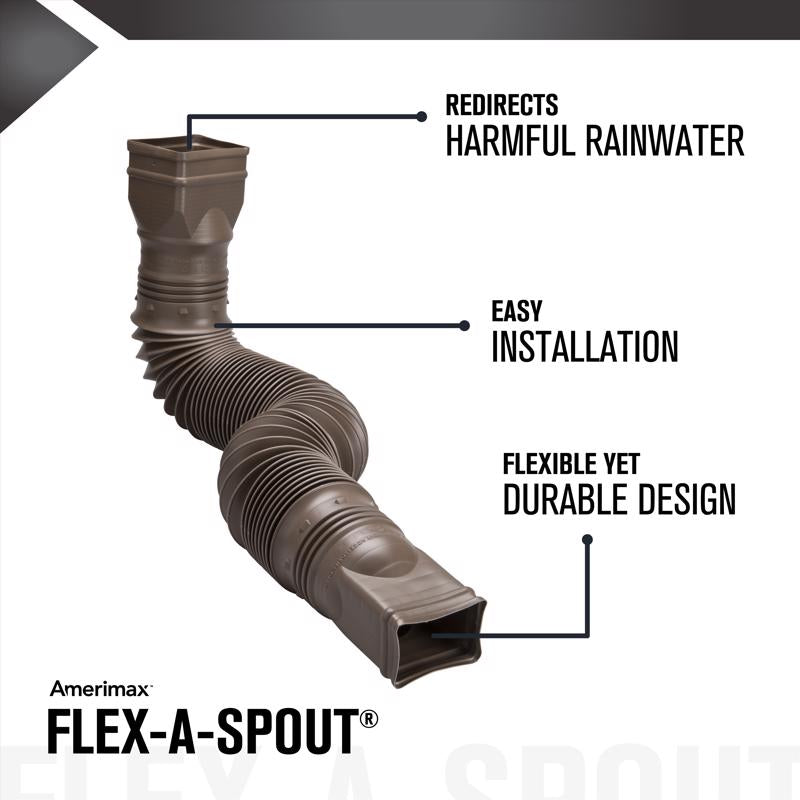 Amerimax Flex-A-Spout 4.5 in. H X 4.5 in. W X 55 in. L Brown Vinyl Downspout Extension