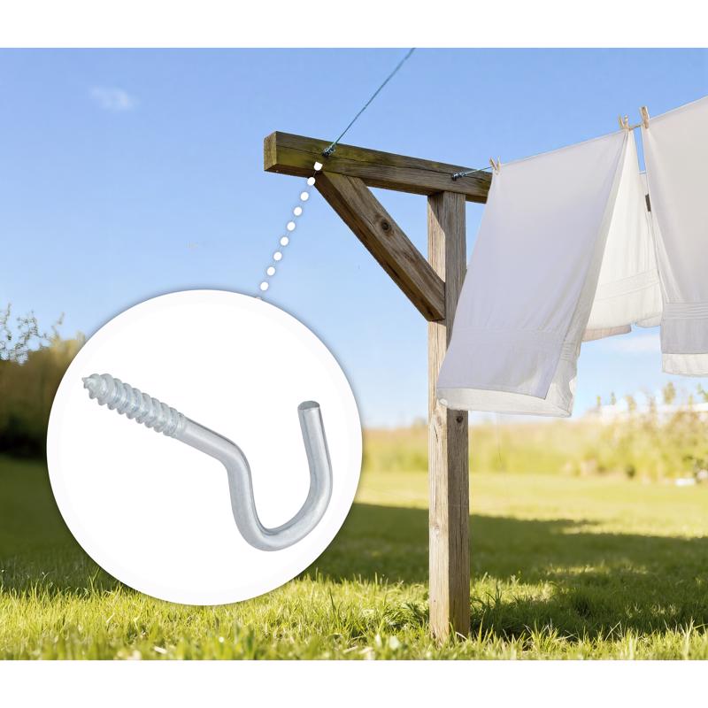Hampton Small Zinc-Plated Silver Steel 4.1875 in. L Clothesline Hook 215 lb 1 pk - Case of 10