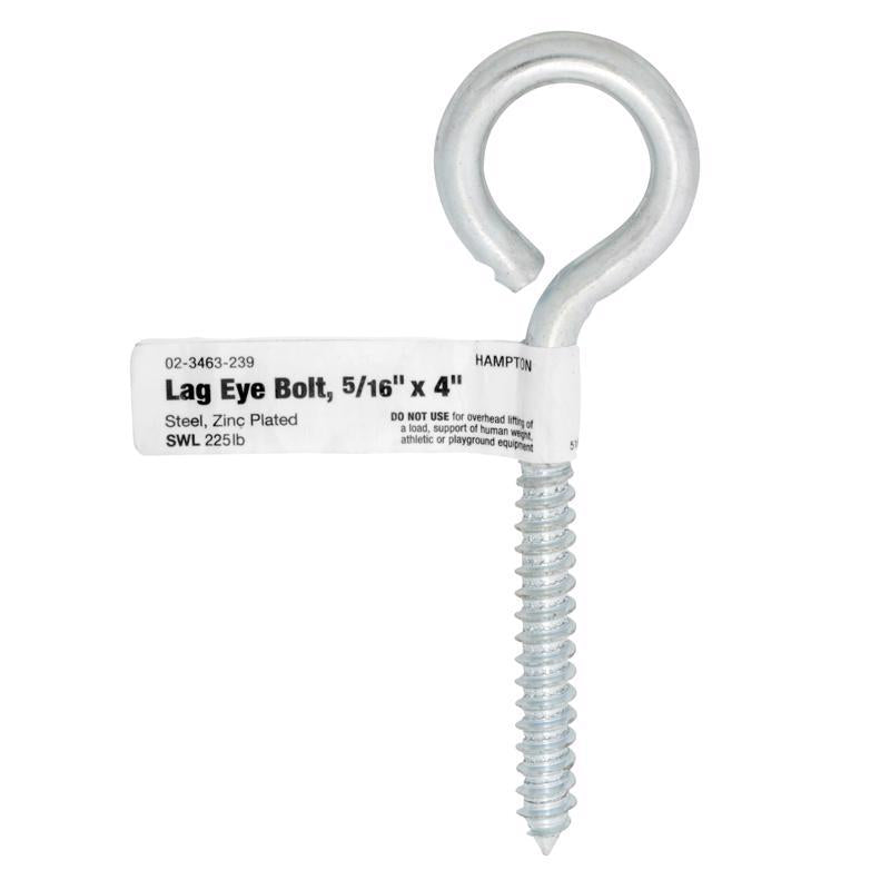 Hampton 5/16 in. X 4 in. L Zinc-Plated Steel Lag Thread Eyebolt - Case of 10