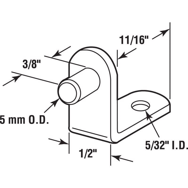 Richelieu Silver Metal Shelf Support Peg 5 mm Ga. 0.69 in. L 33 lb - Case of 5