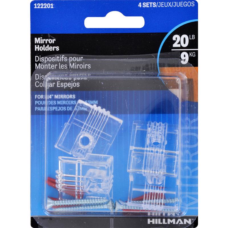 HILLMAN Plastic Coated Heavy Duty Mirror Holder Kit 20 lb 1 pk - Case of 10