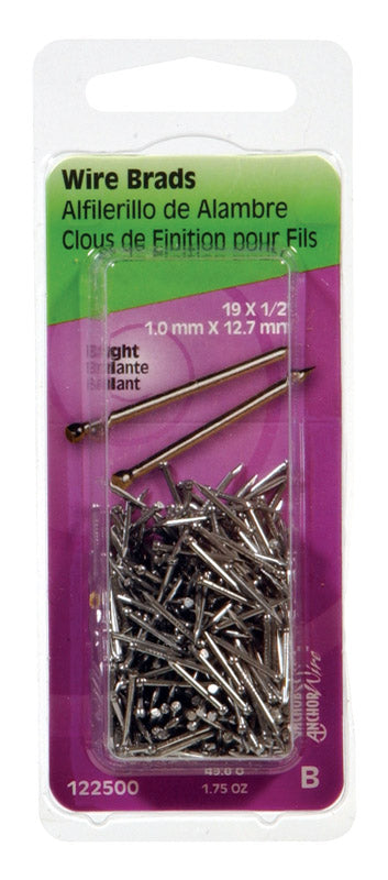 HILLMAN Anchor Wire 19 Ga. X 1/2 in. L Bright Steel Brad Nails 1 pk 1.75 oz - Case of 6