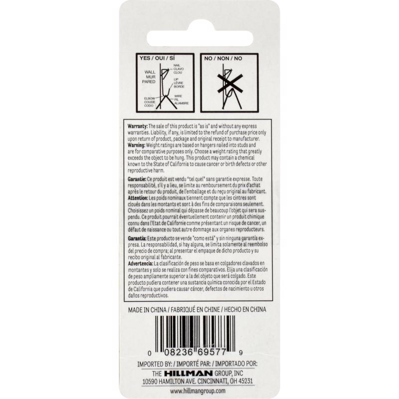 HILLMAN Brass-Plated Gold Conventional Picture Hanger 20 lb 8 pk - Case of 10
