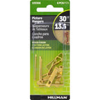 HILLMAN Brass-Plated Gold Conventional Picture Hanger 30 lb 6 pk - Case of 10