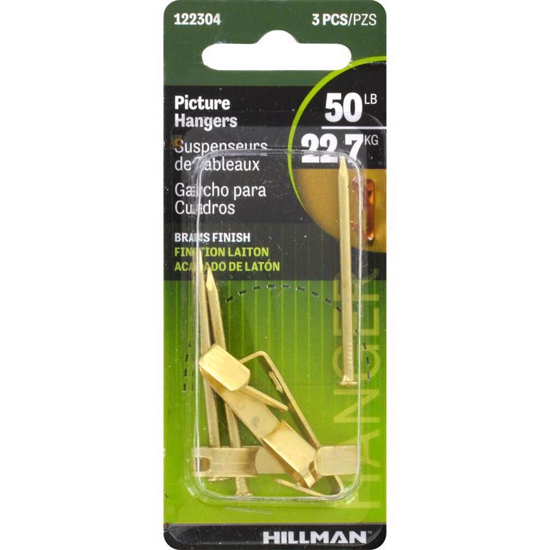 HILLMAN Brass-Plated Gold Conventional Picture Hanger 50 lb 3 pk - Case of 10
