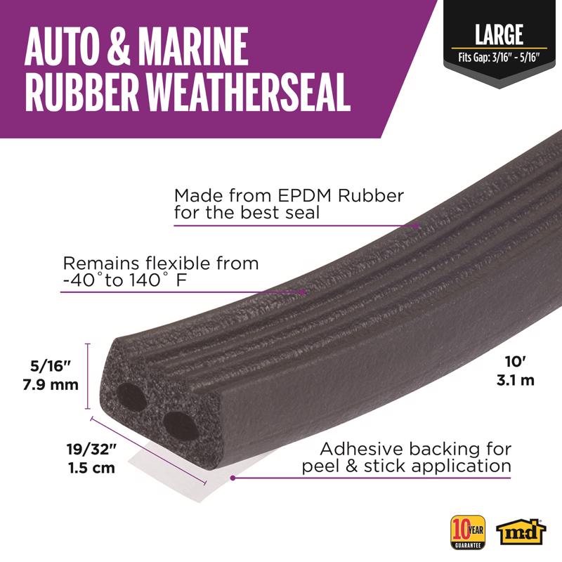 M-D Building Products Black EPDM Rubber Foam Weatherstrip For Auto and Marine 120 in. L X 0.31 in.