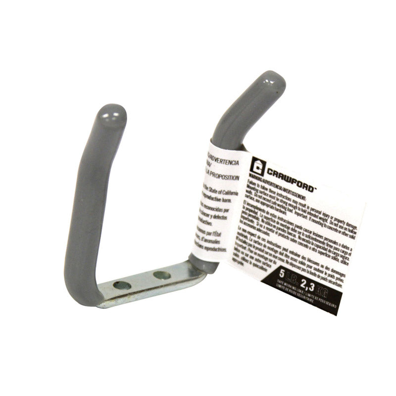 Crawford 2.75 in. L Vinyl Coated Gray Steel Small Tool Holder Hook 5 lb. cap. 1 pk - Case of 20