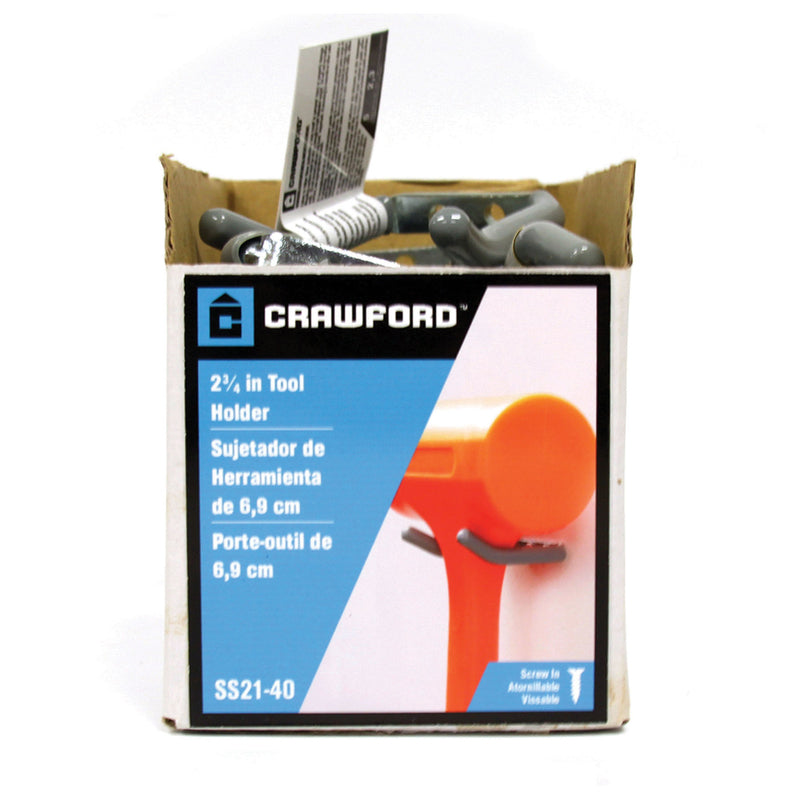 Crawford 2.75 in. L Vinyl Coated Gray Steel Small Tool Holder Hook 5 lb. cap. 1 pk - Case of 20