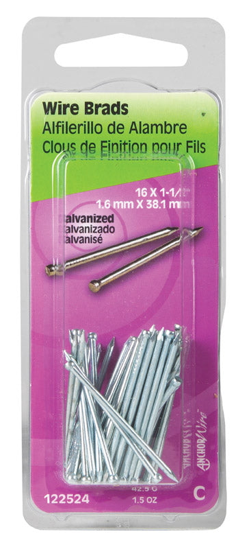 HILLMAN 16 Ga. X 1-1/2 in. L Galvanized Steel Brad Nails 1 pk 1.5 oz - Case of 6