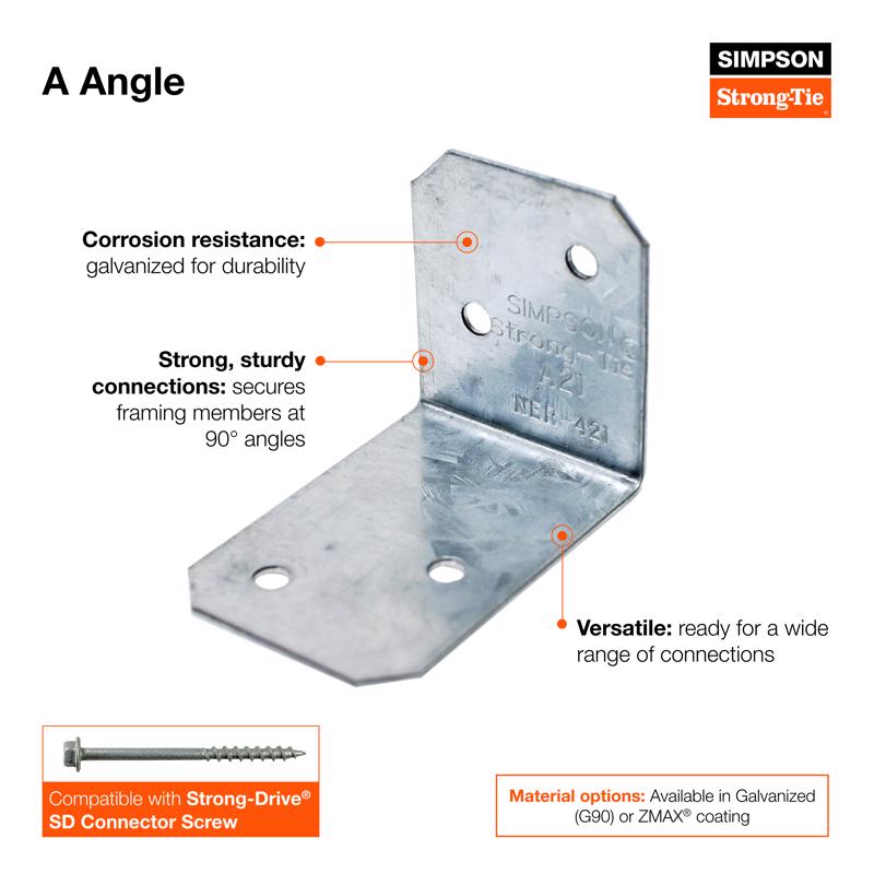 Simpson Strong-Tie 2 in. W X 1.4 in. L Galvanized Steel Angle