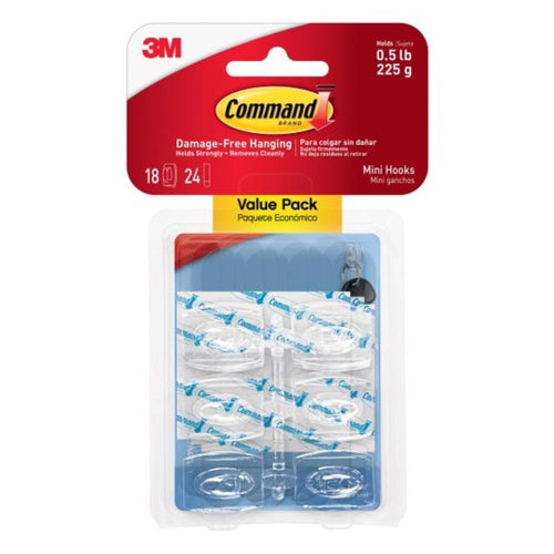 3M Command Mini Plastic Hook 1.08 in. L 18 pk - Case of 4