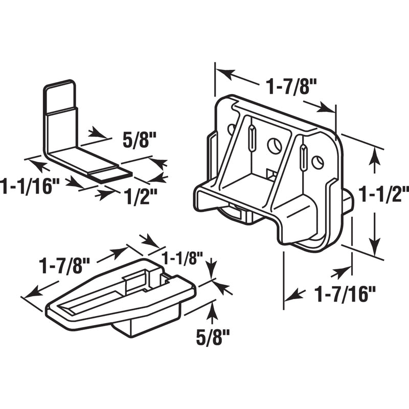 Prime-Line 1-3/16 in. L Plastic Center Guide Drawer Track Guide And Glide 1 pk