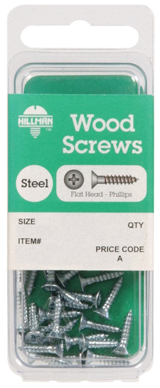 HILLMAN No. 6 X 3/4 in. L Phillips Zinc-Plated Coarse Wood Screws 30 pk - Case of 10