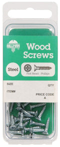 HILLMAN No. 8 X 3/4 in. L Phillips Zinc-Plated Coarse Wood Screws 20 pk - Case of 10