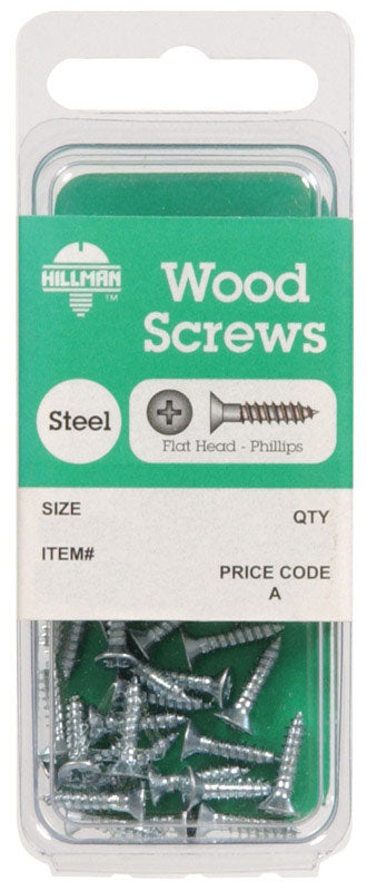 HILLMAN No. 8 X 3/4 in. L Phillips Zinc-Plated Coarse Wood Screws 20 pk - Case of 10