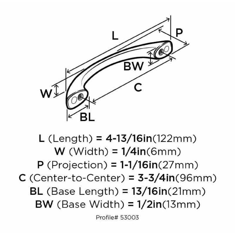 Amerock Contemporary Arch Cabinet Pull 3-3/4 in. Satin Nickel Silver 1 pk