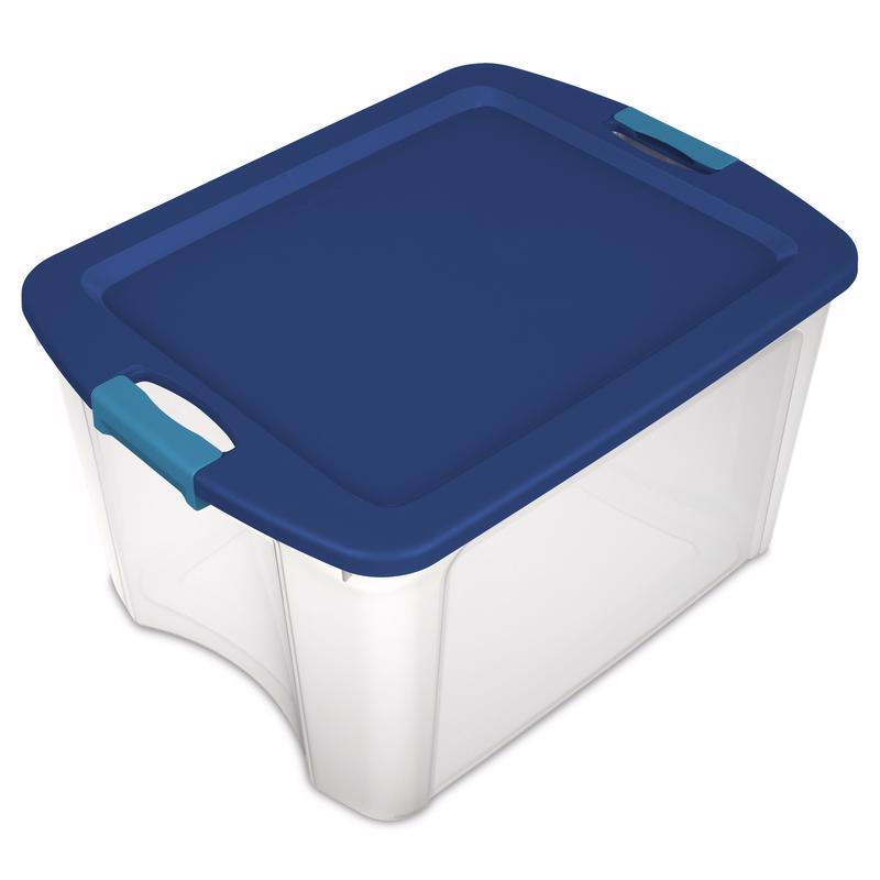 Sterilite 18 gal Blue/Clear Latch Storage Box 13-5/8 in. H X 23-5/8 in. W X 18-5/8 in. D Stackable - Case of 6