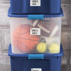 Sterilite 18 gal Blue/Clear Latch Storage Box 13-5/8 in. H X 23-5/8 in. W X 18-5/8 in. D Stackable - Case of 6