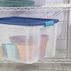 Sterilite 18 gal Blue/Clear Latch Storage Box 13-5/8 in. H X 23-5/8 in. W X 18-5/8 in. D Stackable - Case of 6