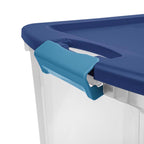 Sterilite 18 gal Blue/Clear Latch Storage Box 13-5/8 in. H X 23-5/8 in. W X 18-5/8 in. D Stackable - Case of 6