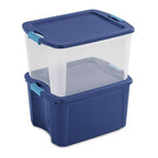 Sterilite 18 gal Blue/Clear Latch Storage Box 13-5/8 in. H X 23-5/8 in. W X 18-5/8 in. D Stackable - Case of 6