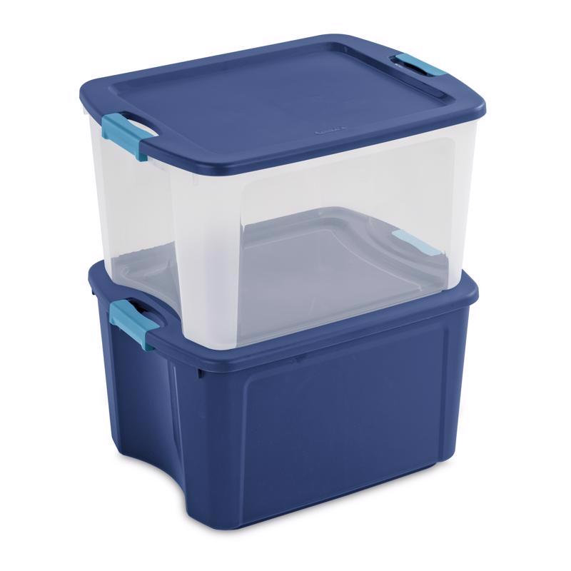Sterilite 18 gal Blue/Clear Latch Storage Box 13-5/8 in. H X 23-5/8 in. W X 18-5/8 in. D Stackable - Case of 6