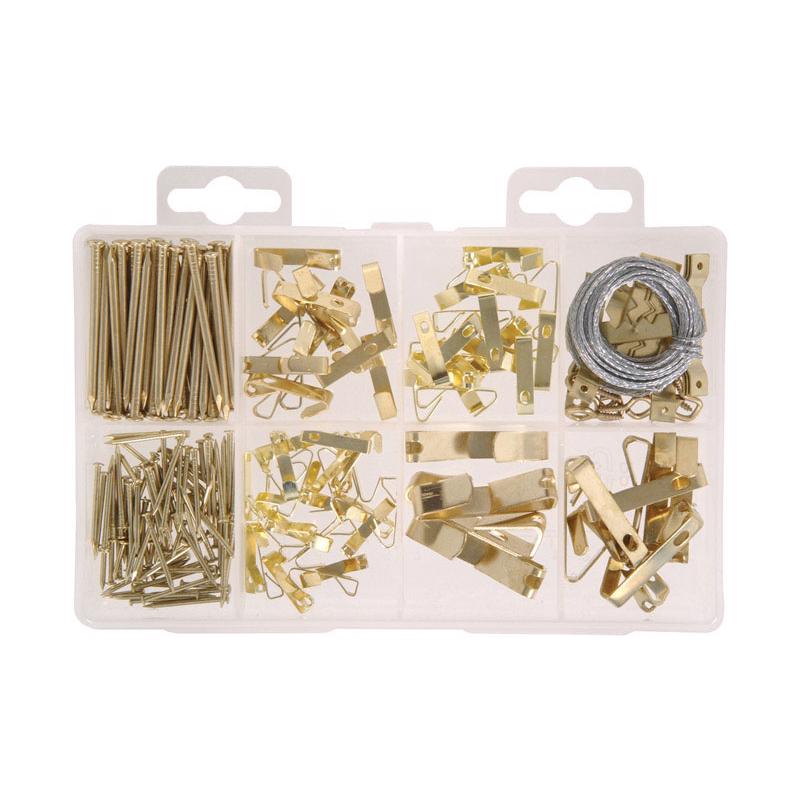 HILLMAN Brass-Plated Silver Assorted Picture Hanging Set 50 lb 206 pk - Case of 6