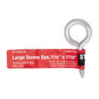 Hampton 3/16 in. D X 1-5/8 in. L Polished Stainless Steel Screw Eye 60 lb. cap. 1 pk - Case of 20
