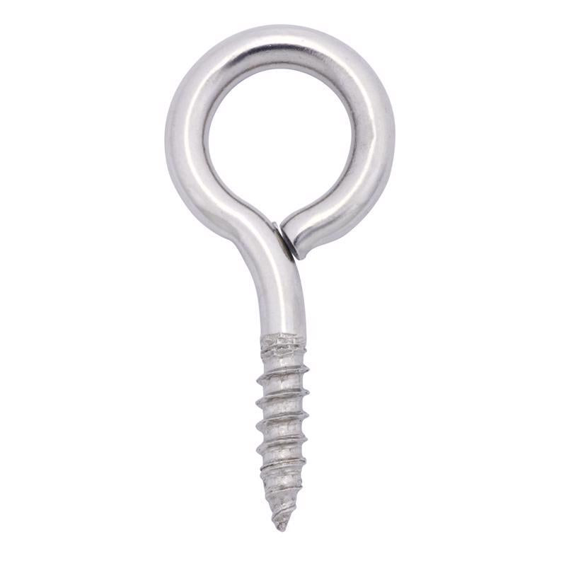 Hampton 3/16 in. D X 1-5/8 in. L Polished Stainless Steel Screw Eye 60 lb. cap. 1 pk - Case of 20