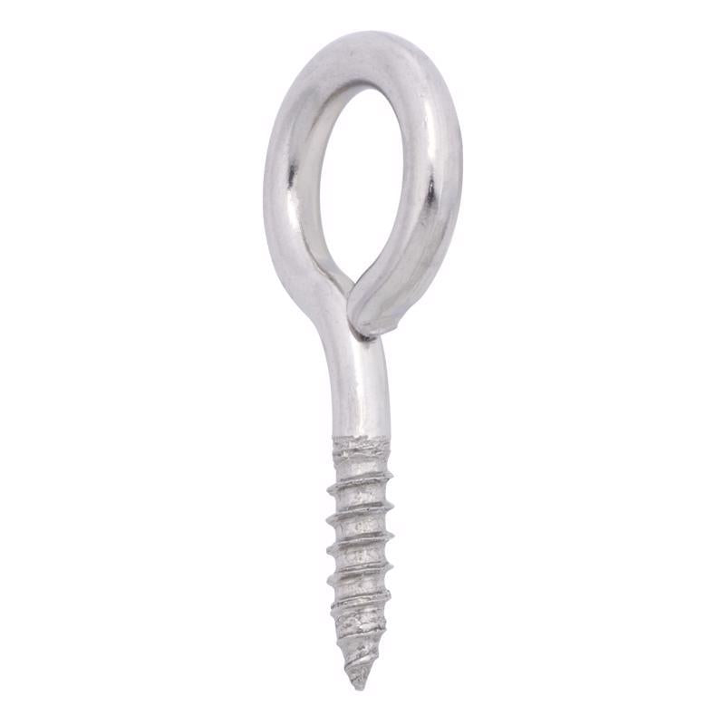 Hampton 3/16 in. D X 1-5/8 in. L Polished Stainless Steel Screw Eye 60 lb. cap. 1 pk - Case of 20