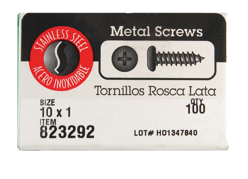 HILLMAN No. 10 Ga. X 1 in. L Phillips Pan Head Sheet Metal Screws 100 pk