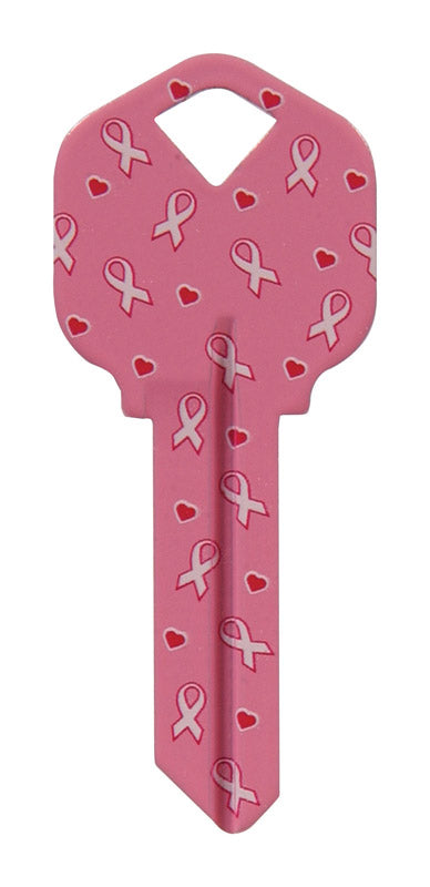 HILLMAN Breast Cancer Awareness Pink Ribbon House/Office Key Blank Single For Universal - Case of 6