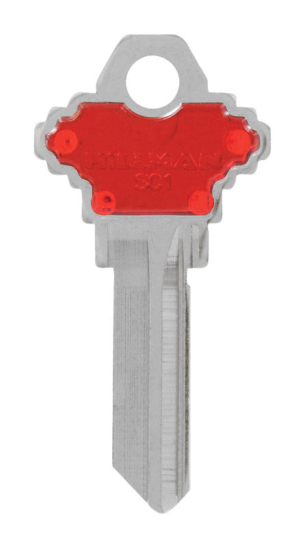 HILLMAN ColorPlus Traditional Key House/Office Key Blank Single Red/Silver - Case of 5