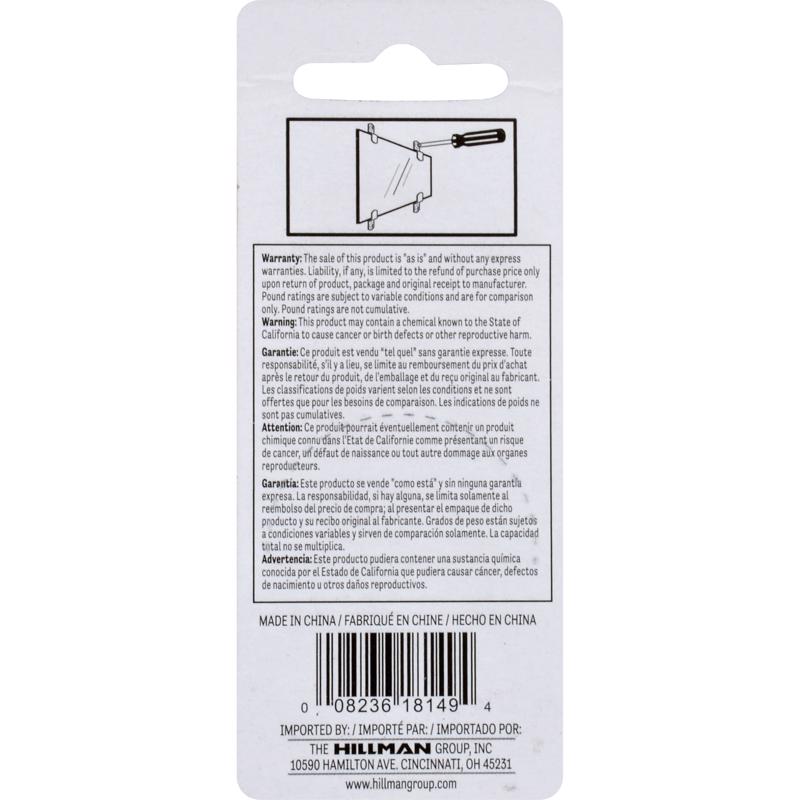 HILLMAN Zinc Mirror Holder Kit 20 lb 4 pk - Case of 10