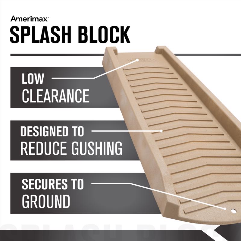 Amerimax 2.5 in. H X 11.5 in. W X 24 in. L Stone Vinyl Splash Block
