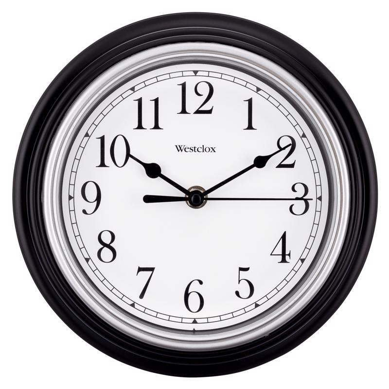 Westclox 8-1/2 in. L X 8-1/2 in. W Indoor Analog Wall Clock Plastic Black/White - Case of 6
