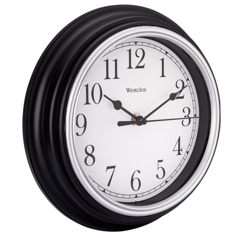 Westclox 8-1/2 in. L X 8-1/2 in. W Indoor Analog Wall Clock Plastic Black/White - Case of 6