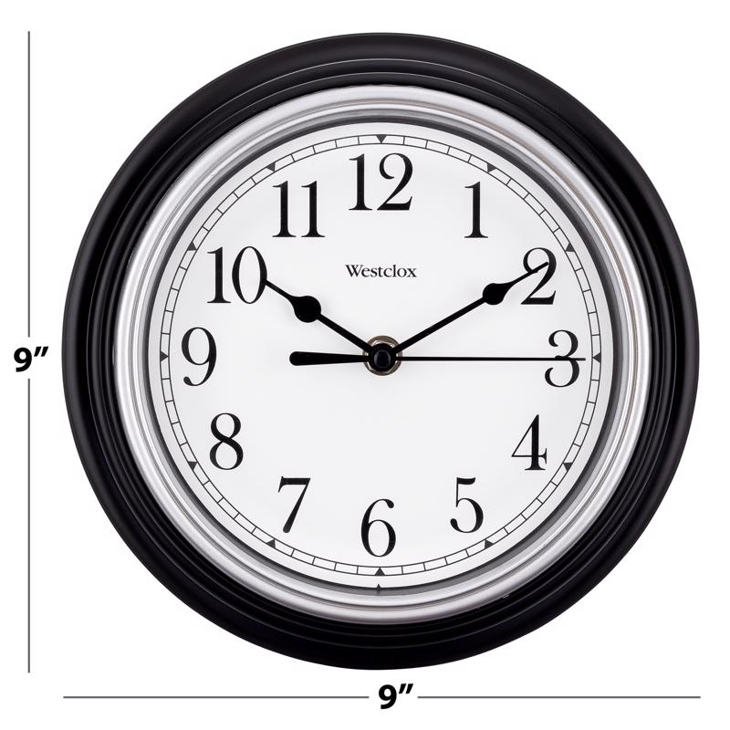Westclox 8-1/2 in. L X 8-1/2 in. W Indoor Analog Wall Clock Plastic Black/White - Case of 6