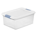 Sterilite 15 qt Clear/White Latch Storage Box 6-3/4 in. H X 16-1/4 in. W X 11-1/4 in. D Stackable - Case of 12