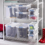 Sterilite 15 qt Clear/White Latch Storage Box 6-3/4 in. H X 16-1/4 in. W X 11-1/4 in. D Stackable - Case of 12