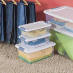 Sterilite 15 qt Clear/White Latch Storage Box 6-3/4 in. H X 16-1/4 in. W X 11-1/4 in. D Stackable - Case of 12