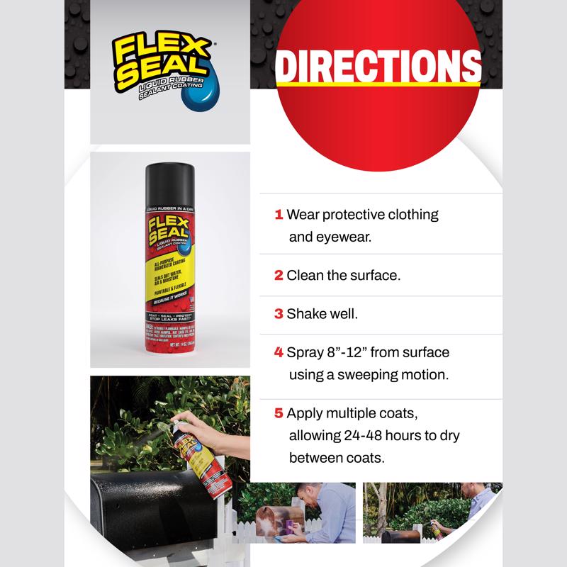 Flex Seal Family of Products Flex Seal MAX Black Rubber Spray Sealant 17 oz - Case of 4