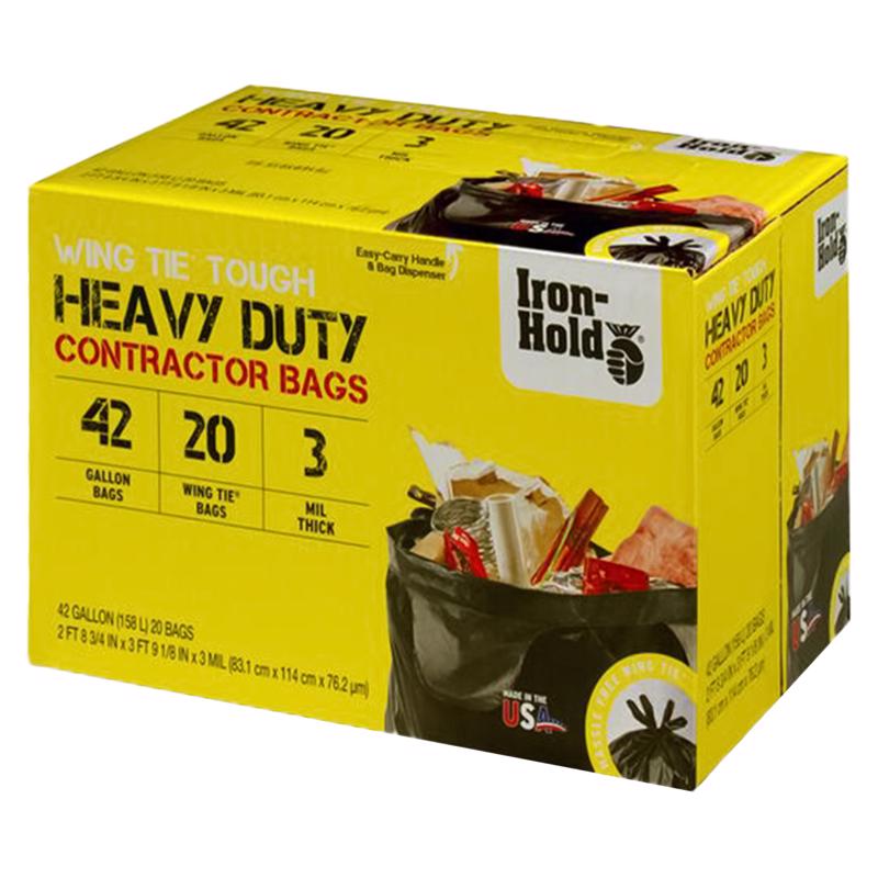 Iron-Hold 42 gal No Scent Contractor Bags Wing Ties 20 pk - Case of 4