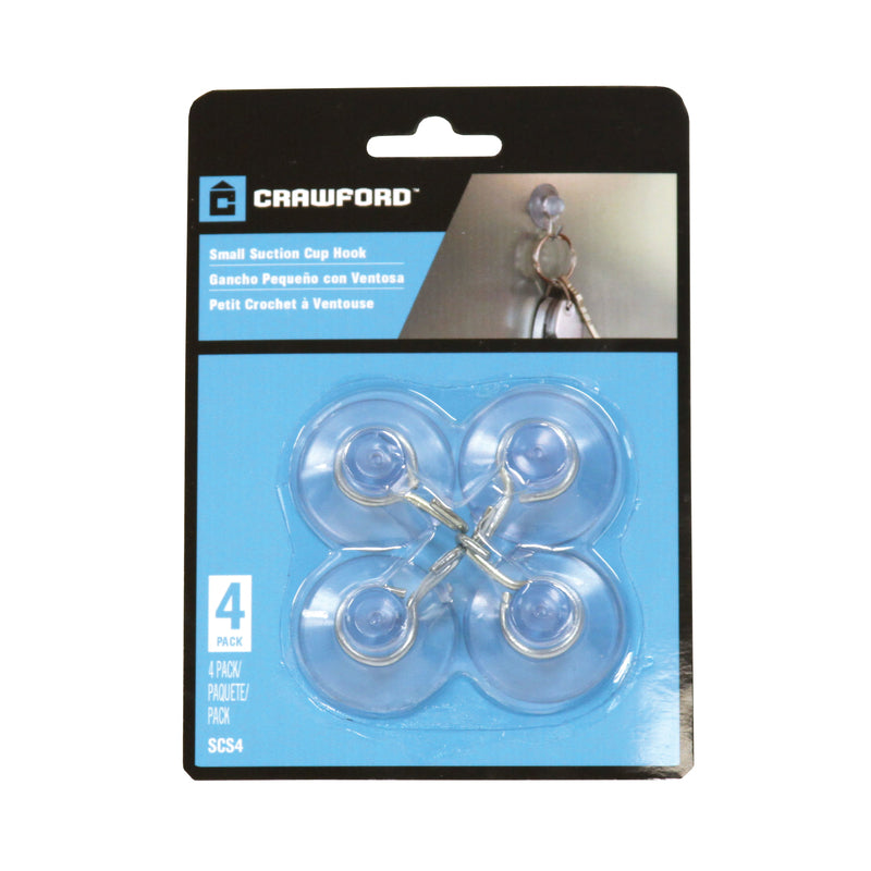 Crawford Small Plastic Suction Cup Hook 4 pk - Case of 12