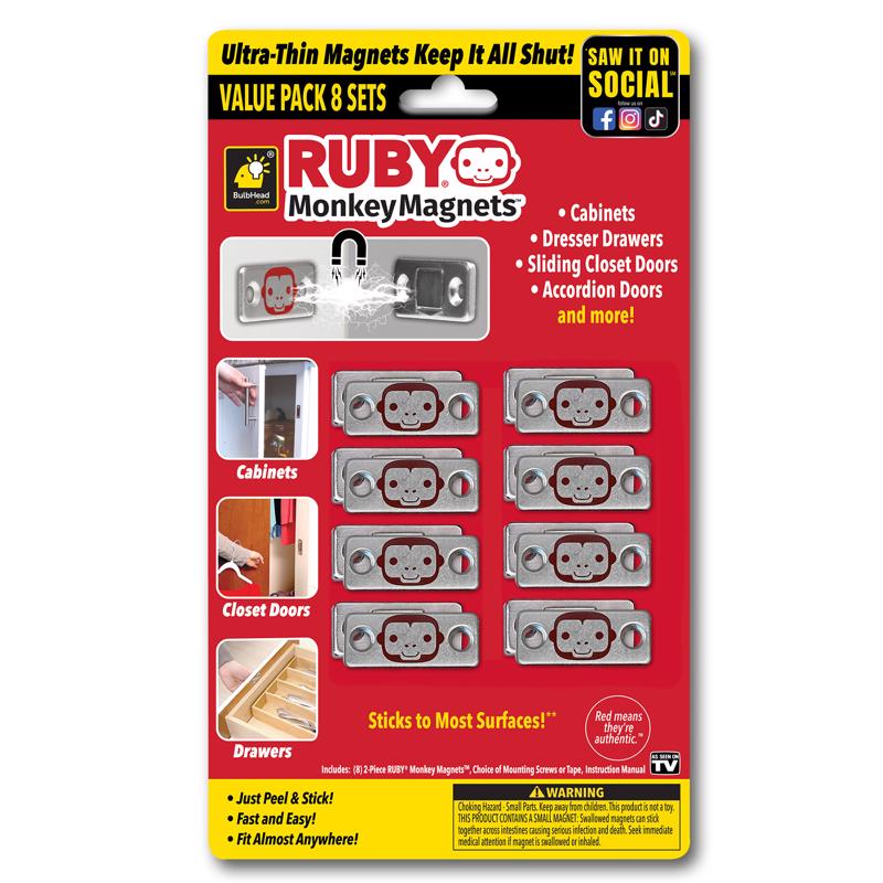 BulbHead Ruby Monkey Magnet Door & Drawer Closures 8 pk - Case of 8