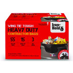 Iron-Hold 55 gal No Scent Contractor Bags Wing Ties 15 pk - Case of 4