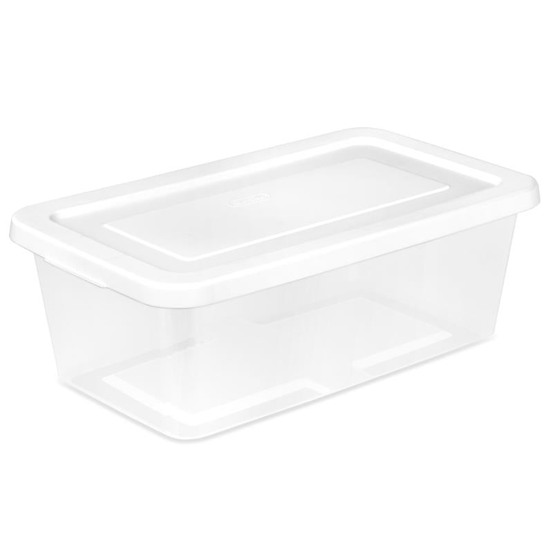 Sterilite 6 qt Clear Storage Box 4.625 in. H X 8.0 in. W X 13.875 in. D Stackable - Case of 18
